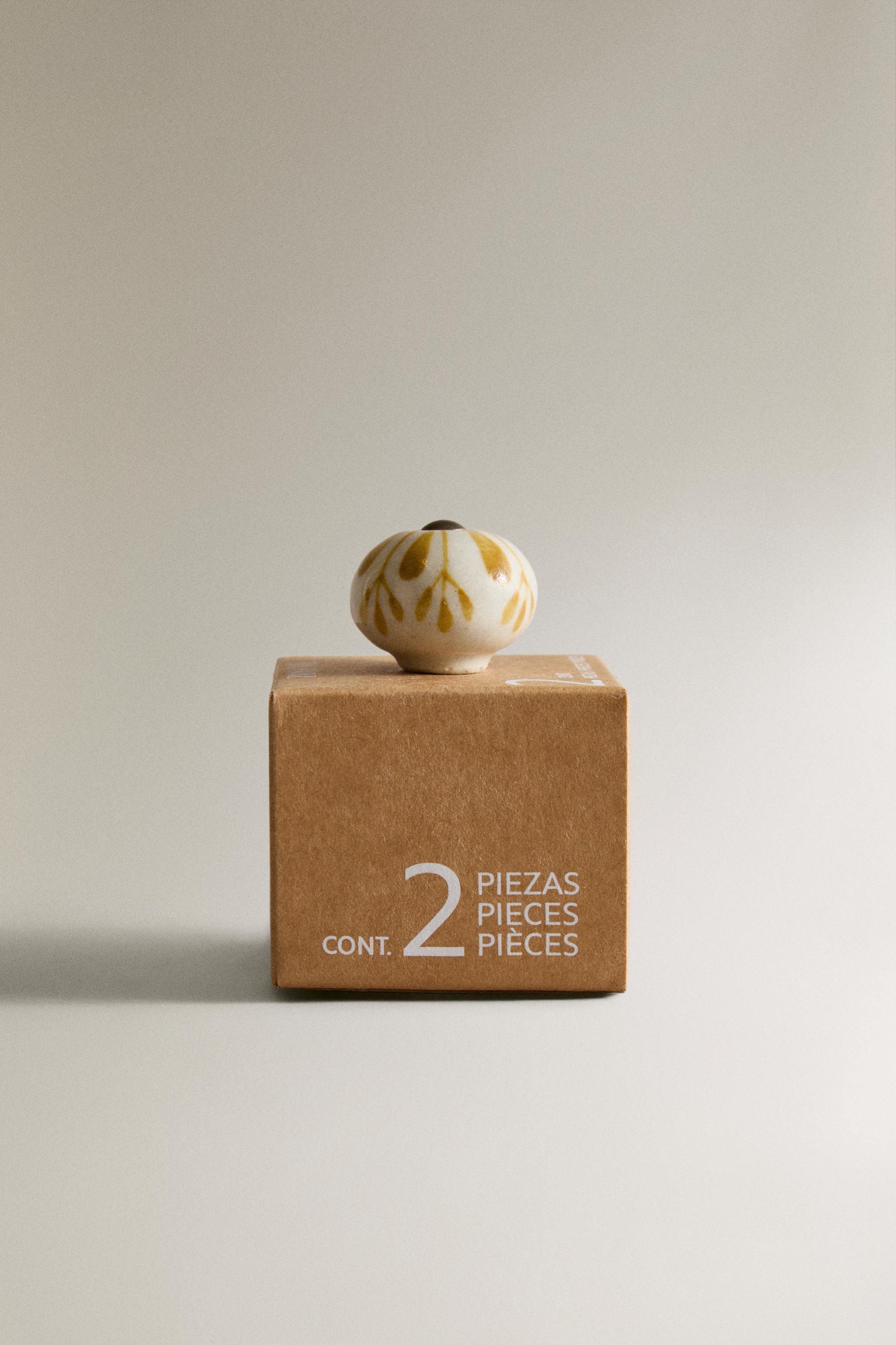 SET OF CERAMIC FLOWER KNOBS (SET OF 2) - Mustard | ZARA Canada
