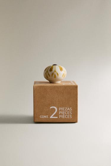 PACK OF CERAMIC FLOWER DOOR KNOBS (PACK OF 2) - Mustard by Zara - Image 3