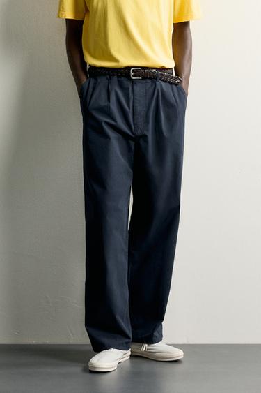 COMFORT REGULAR FIT CHINO TROUSERS - Navy blue by Zara