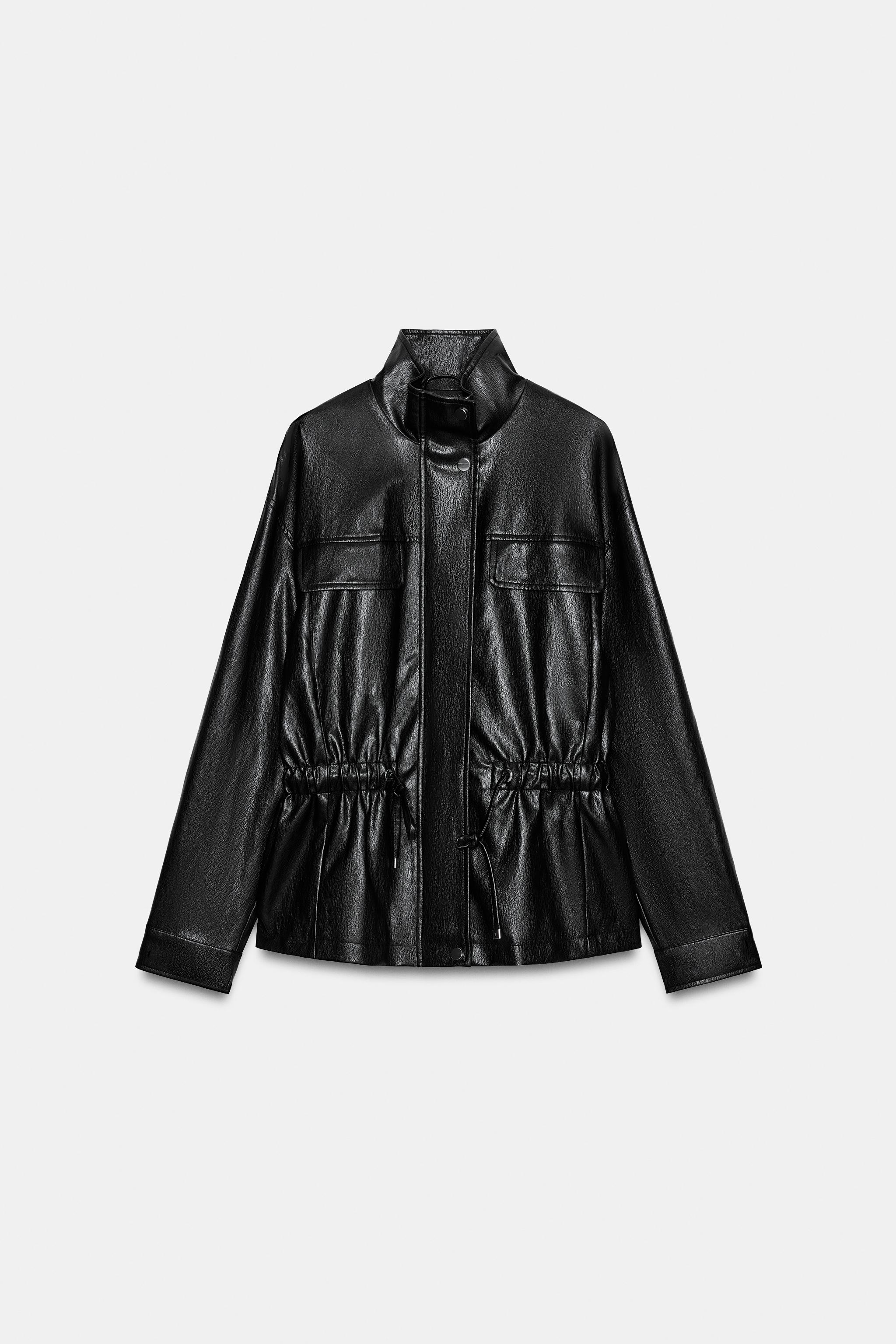 BLOUSON MATIÈRE SYNTHÉTIQUE COL MONTANT