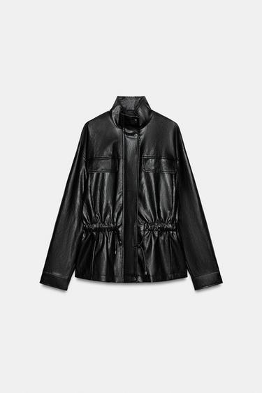 BLOUSON MATIÈRE SYNTHÉTIQUE COL MONTANT - Noir de Zara - Image 7