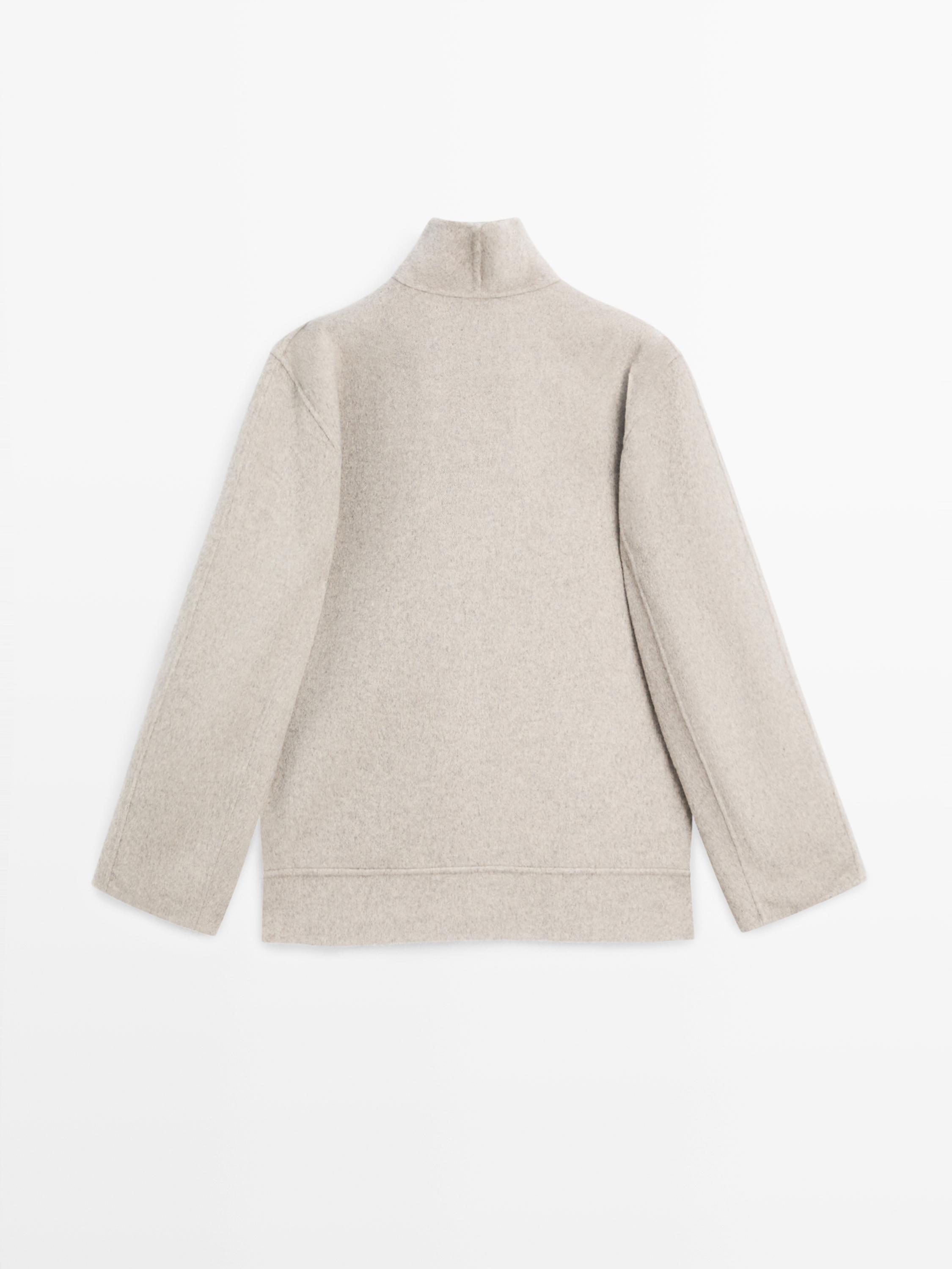 Zip-up wool blend coat