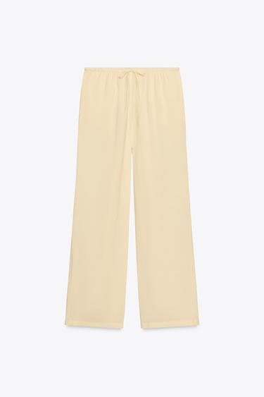 Zara FLOWY PANTS - Yellow