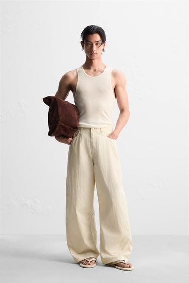 TECHNICAL CURVED FIT TROUSERS - Beige by Zara