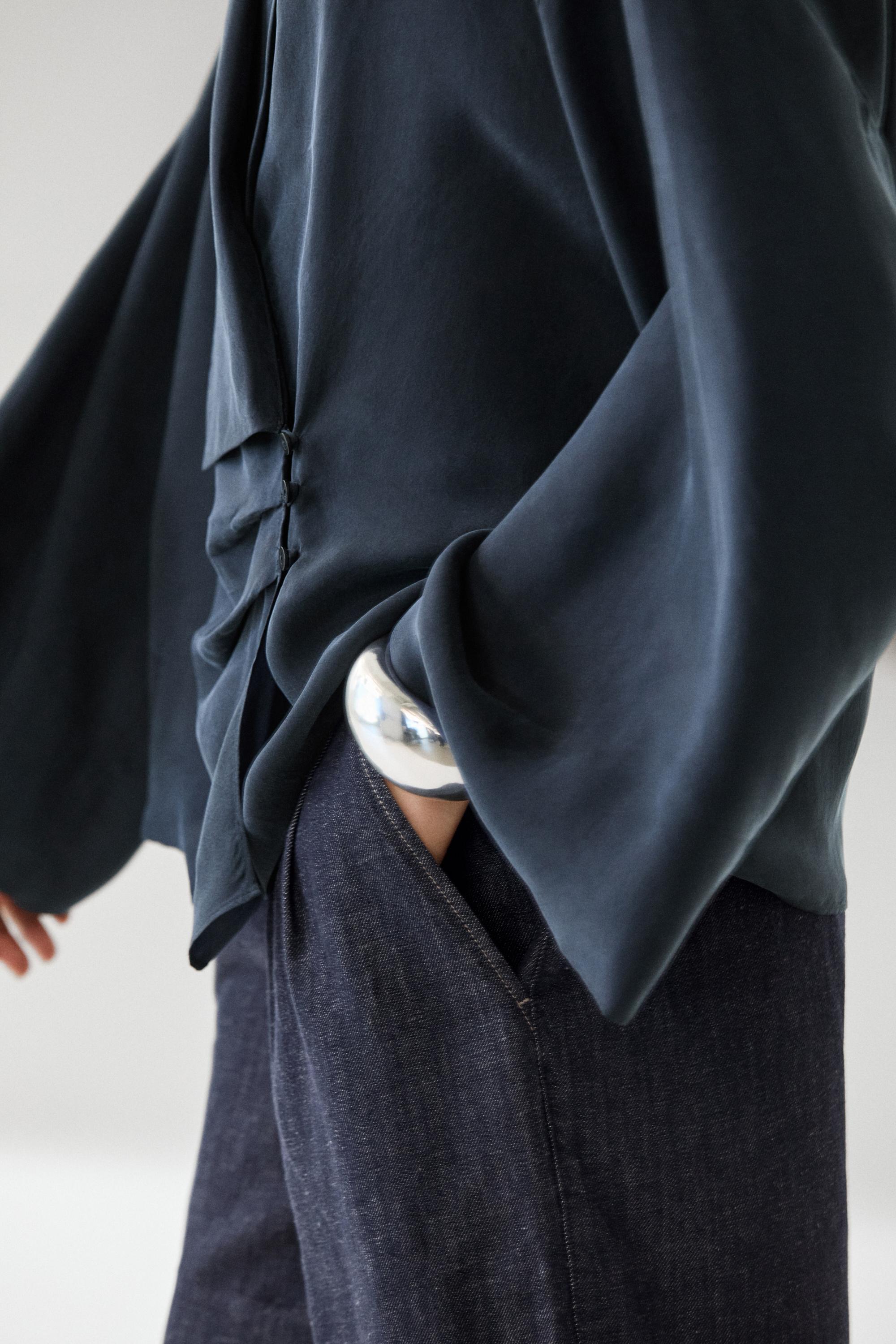 Flowing gathered wrap blouse