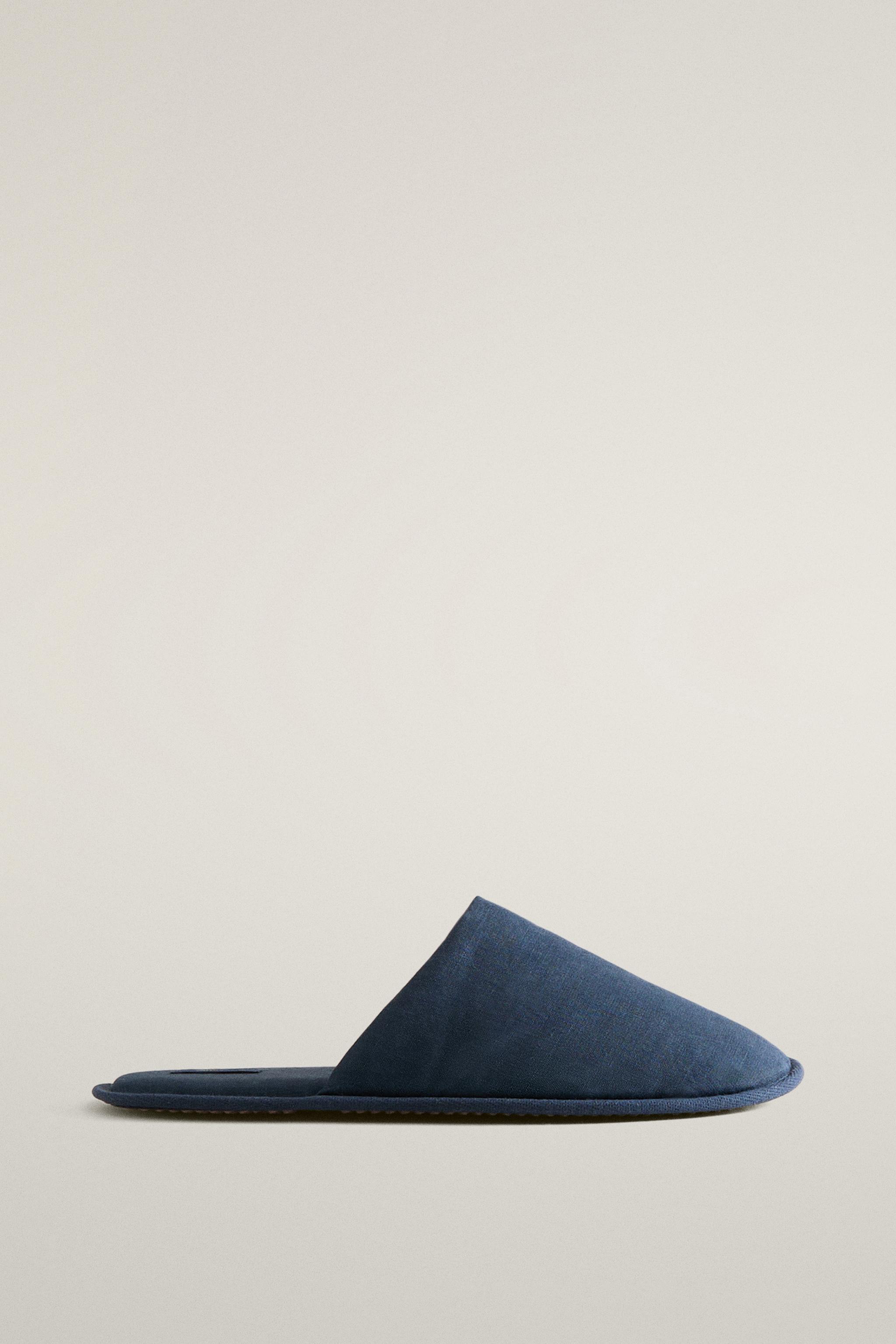 LINEN MULE SLIPPERS