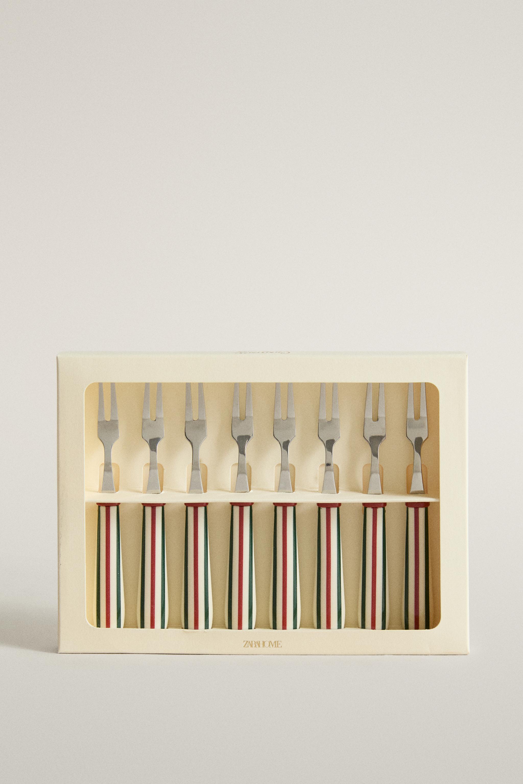 PACK OF STRIPED CHRISTMAS APPETIZER FORKS (PACK OF 6)