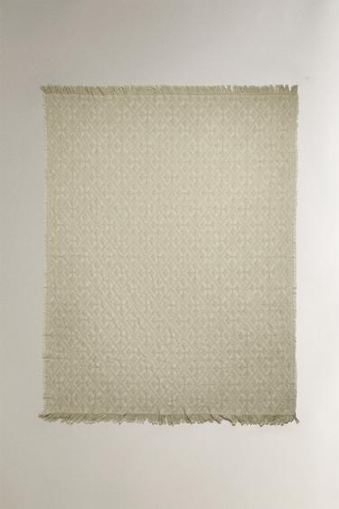 DIAMOND JACQUARD THROW - Light green by Zara