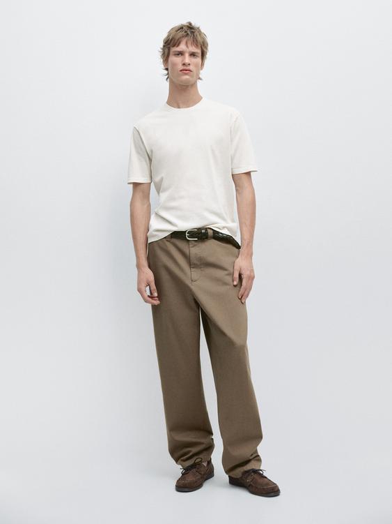 Zara 100% cotton short sleeve round neck T-shirt - Ecru - Image 0