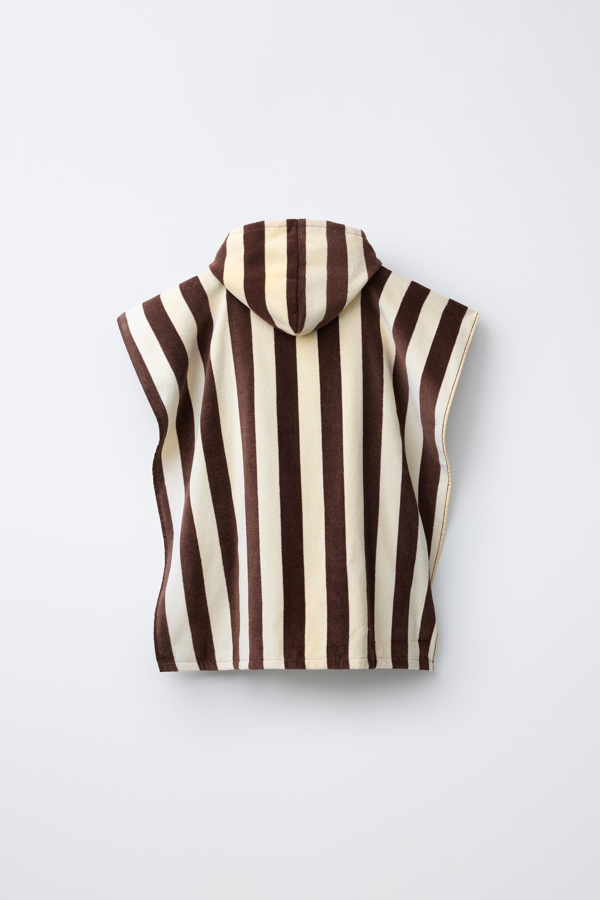 STRIPED TOWEL PONCHO - Brown | ZARA United States