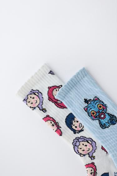 LOT DE DEUX CHAUSSETTES MI-Hautes KPOP DEMON HUNTERS™ NETFLIX © - Écru / Bleu de Zara - Image 2