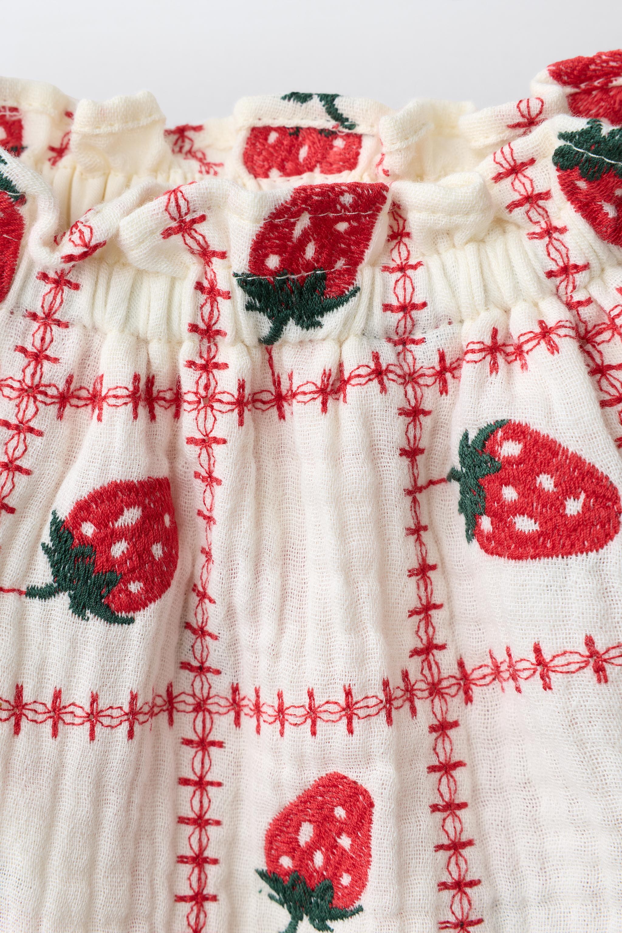 CULOTTE JUPE BRODÉE FRAISES CASA LAWA X ZARA KIDS