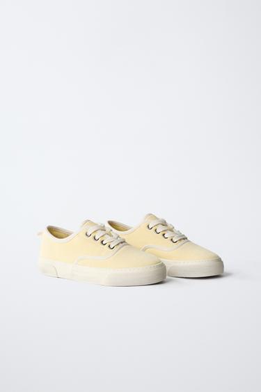 CASUAL LACE-UP SNEAKERS - Yellow by Zara - Image 1