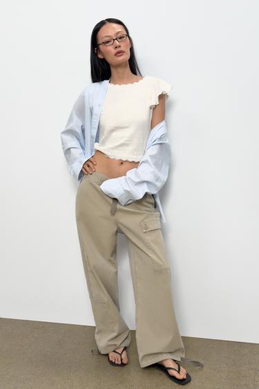 ТОП С ВОЛАНАМИ И КРУЖЕВОМ — БЕЛЫЙ от Zara