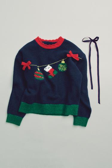 GARLAND PRINT KNIT JUMPER - Blue / Navy by Zara