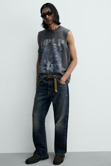 DÉBARDEUR EN MAILLE LAVÉE IMPRIMÉ - Gris bleu de Zara - Image 5