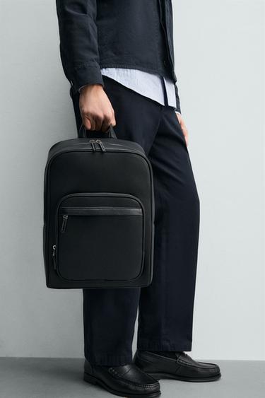Zara TEXTURED BACKPACK - Black - Image 0