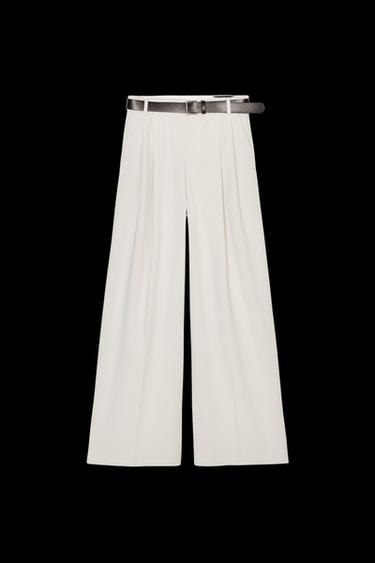 DOUBLE PLEAT TROUSERS WITH BELT - Light grey by Zara - Image 0