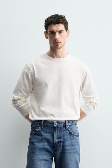 CAMISETA MEDIUM WEIGHT MANGA LARGA - Blanco de Zara