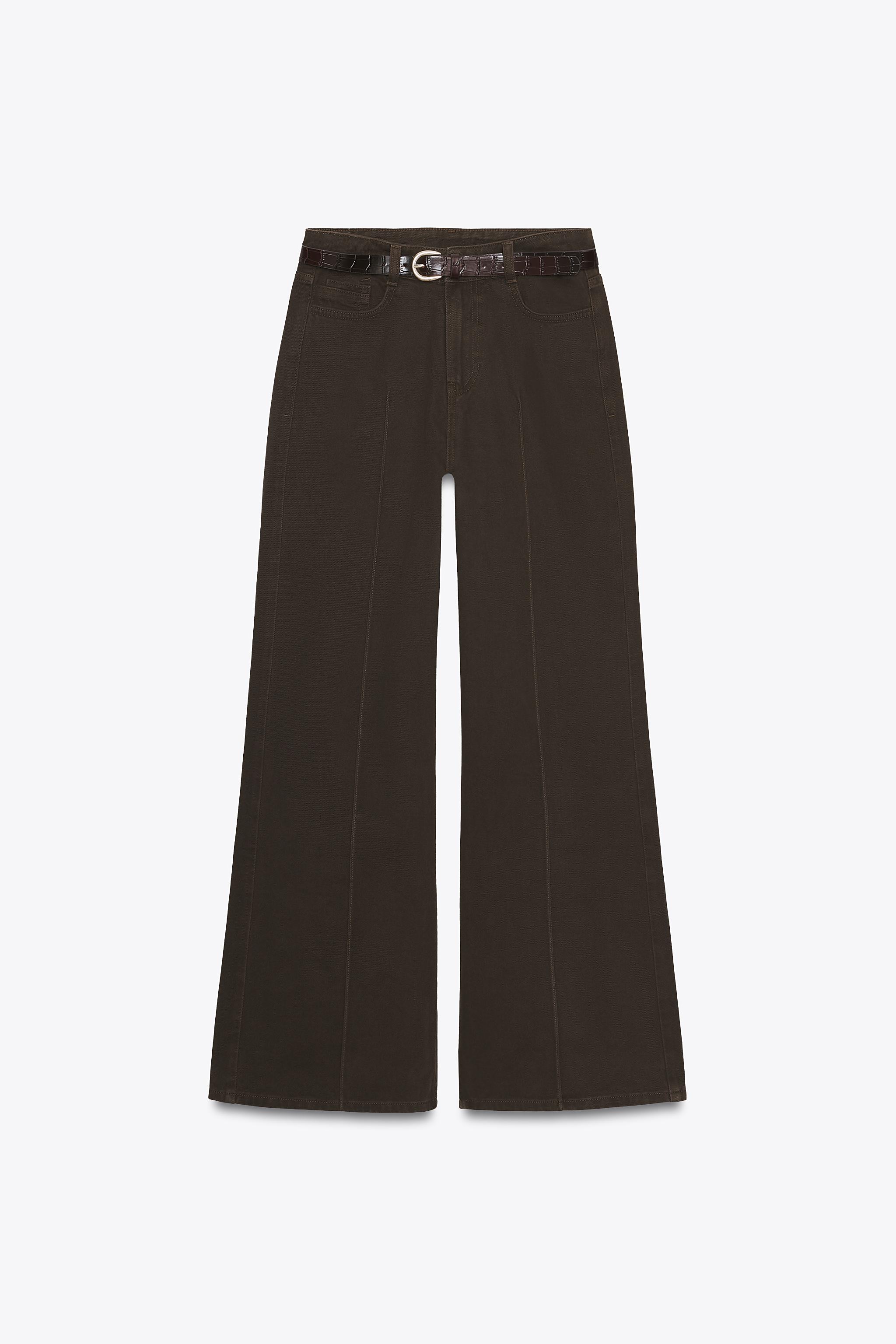 その他 7885181921 Z1975 HIGH-WAISTED WIDE LEG BELTED JEANS - Blue | ZARA