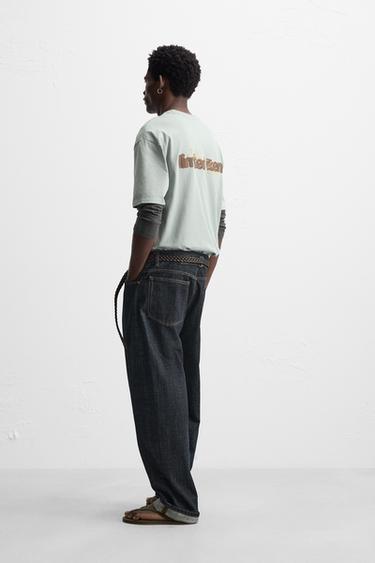 CHEMISE AVEC INSCRIPTION BRODÉE - Vert / Bleu de Zara - Image 3