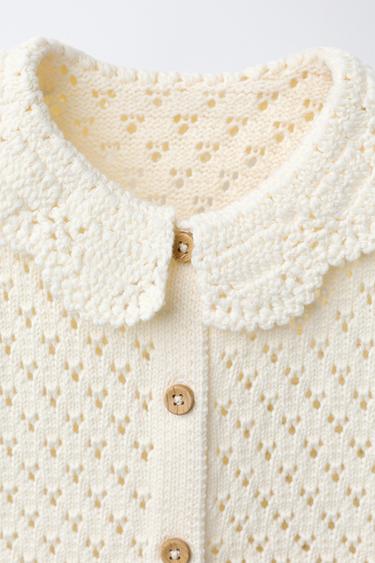 KNIT TOP WITH CROCHET FLOWERS - Ecru by Zara - Image 2