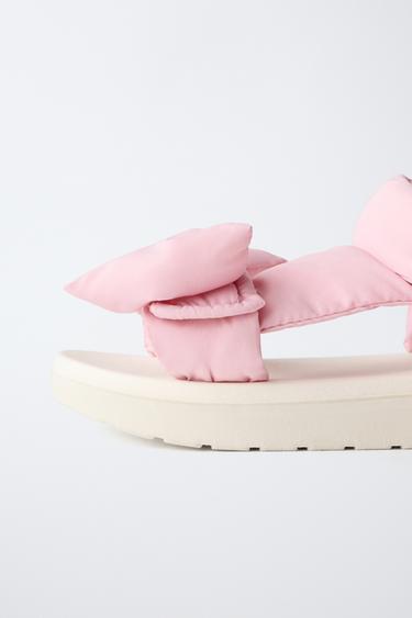 SANDALES MATELASSÉES AVEC NŒUD - Rose de Zara - Image 5