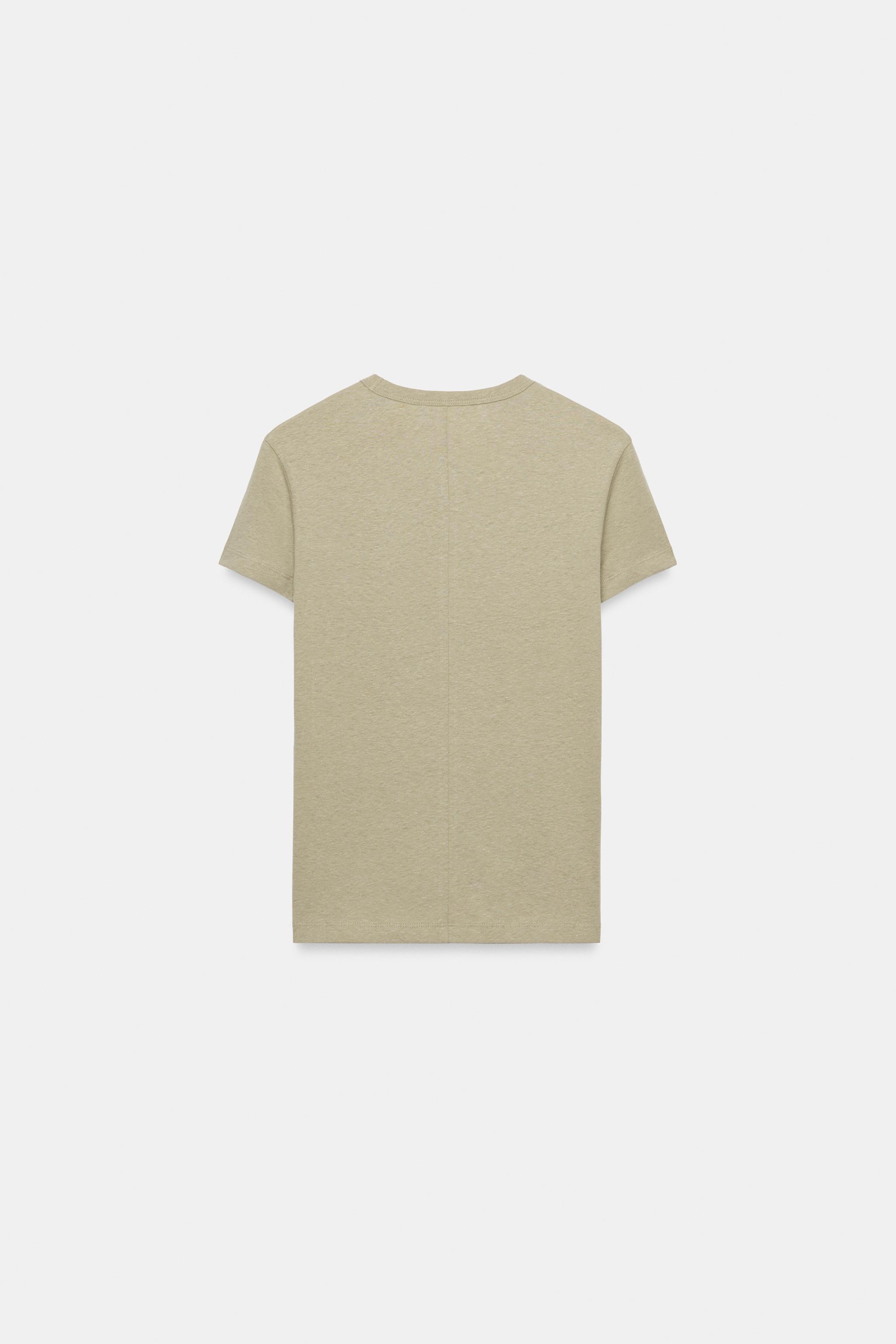Zara PAMUKLU KISA KOLLU T-SHIRT görsel 6