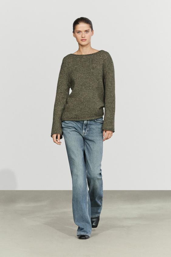 Zara Wool-blend boat neck knit sweater - Hunter green - Image 0