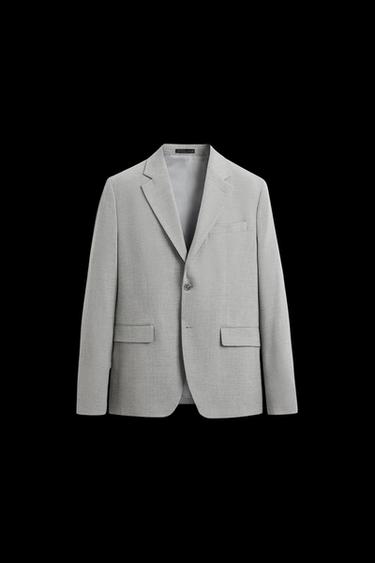 Zara TEXTURED SUIT BLAZER - Light gray - Image 0