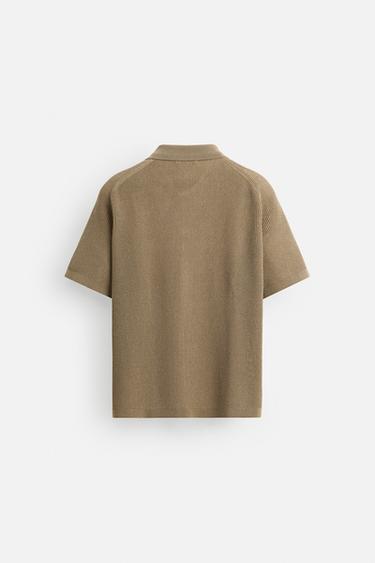 CHEMISE EN MAILLE COUPE DÉCONTRACTÉE - Beige foncé de Zara - Image 6