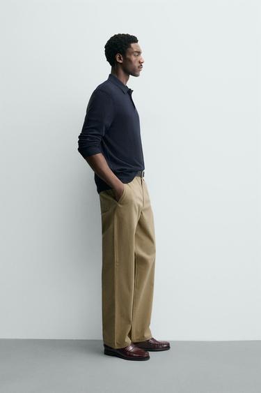 WOOL BLEND KNIT POLO SHIRT - Navy blue by Zara - Image 3