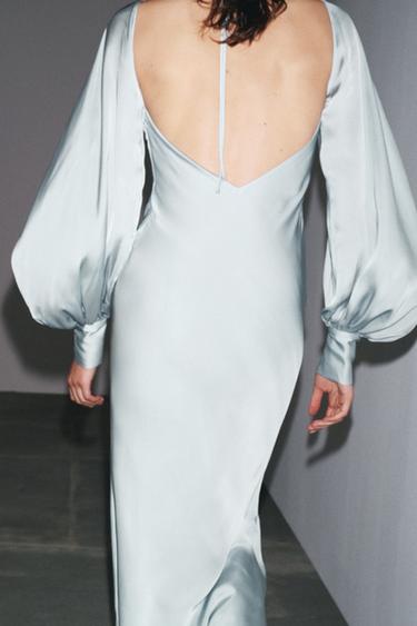 OPEN-BACK SATIN DRESS - Light blue by Zara - Image 4