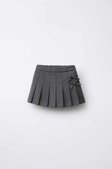 PLEATED BERMUDA SKORT WITH BOWS - Grey marl by Zara