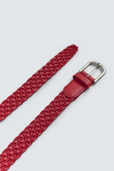 BRAIDED LEATHER BELT - Red by Zara - Image 4