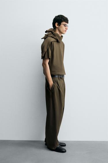 RELAXED FIT PLEATED TROUSERS - Light khaki by Zara - Image 3