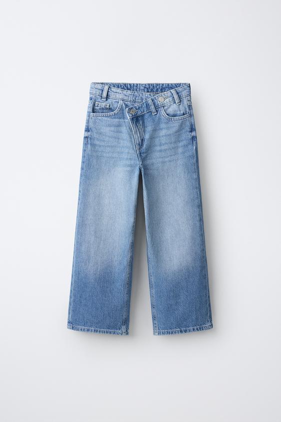 CROSSOVER WAISTBAND WIDE-LEG DENIM - Blue by Zara - Image 0