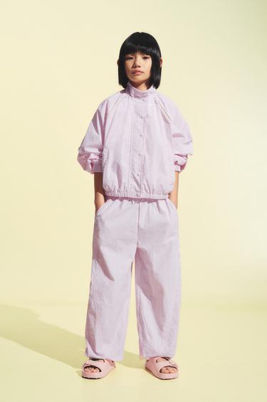 LIGHTWEIGHT NYLON JACKET WITH LACE TRIM - Pink / Lilac by Zara