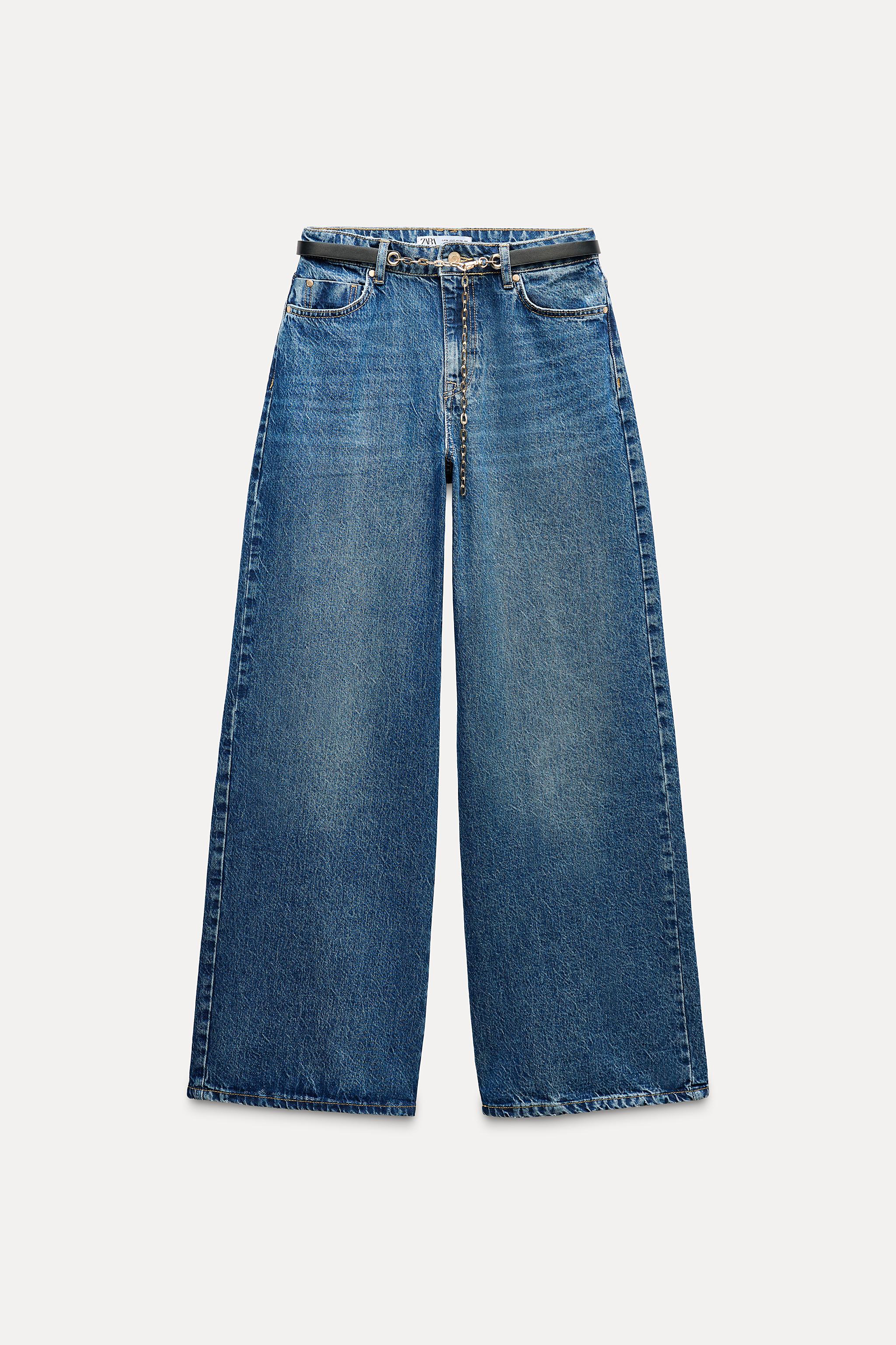 MID-RISE Z1975 WIDE LEG BELTED JEANS - Mid-blue | ZARA United States