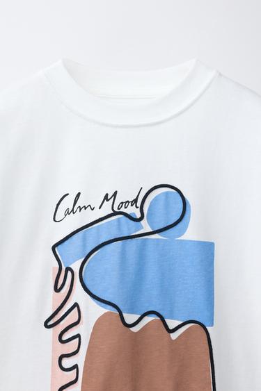 T-SHIRT IMPRIMÉ À CORDON BRODÉ - Blanc cassé de Zara - Image 2