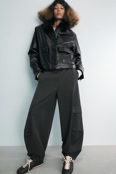 CHAQUETA EFECTO PIEL ZW COLLECTION - Negro de Zara