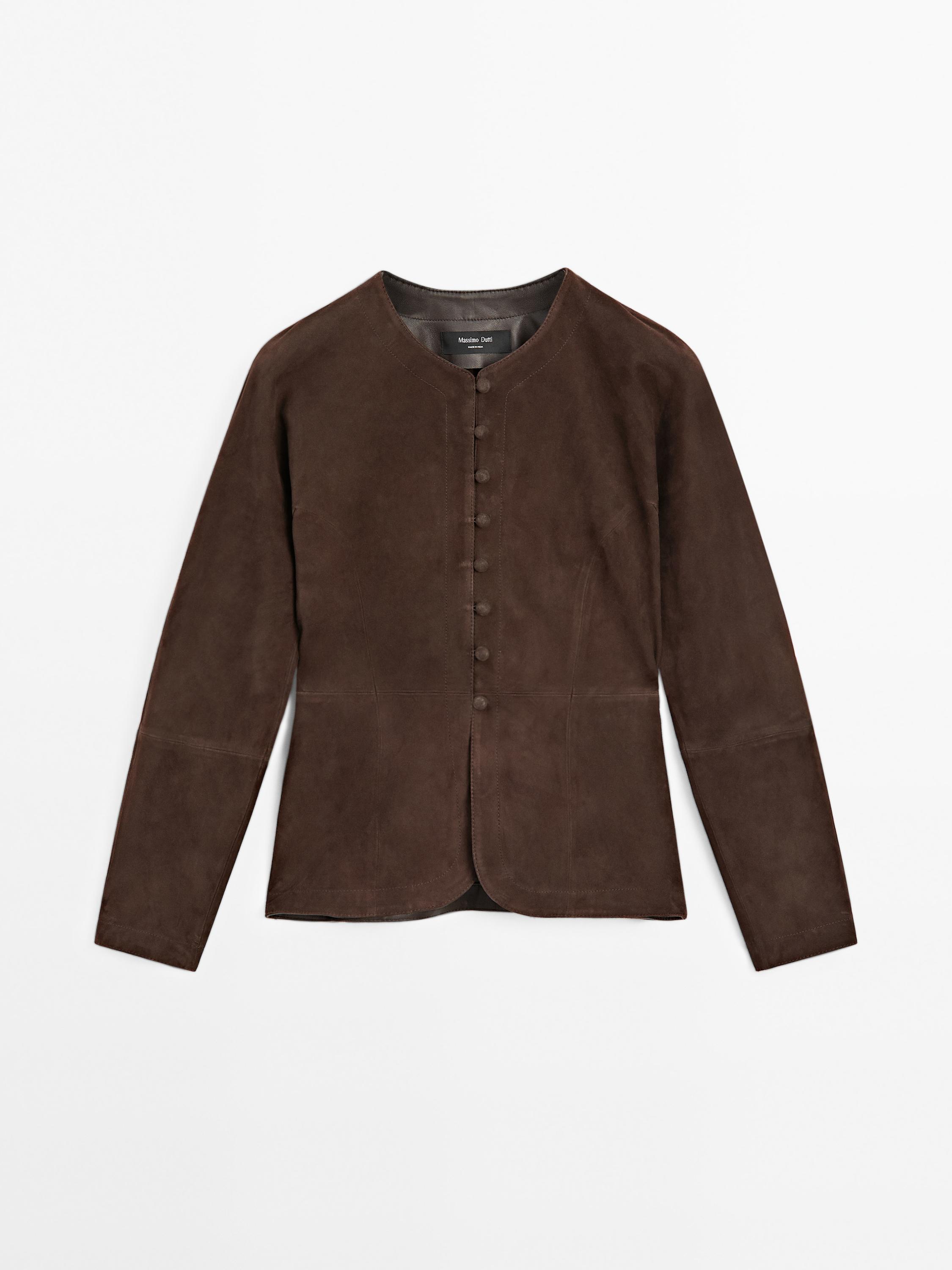 Chemisier court en cuir effet daim