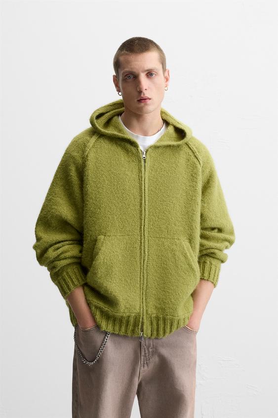 VESTE ?? CAPUCHE EN MAILLE - Vert pistache | ZARA Canada