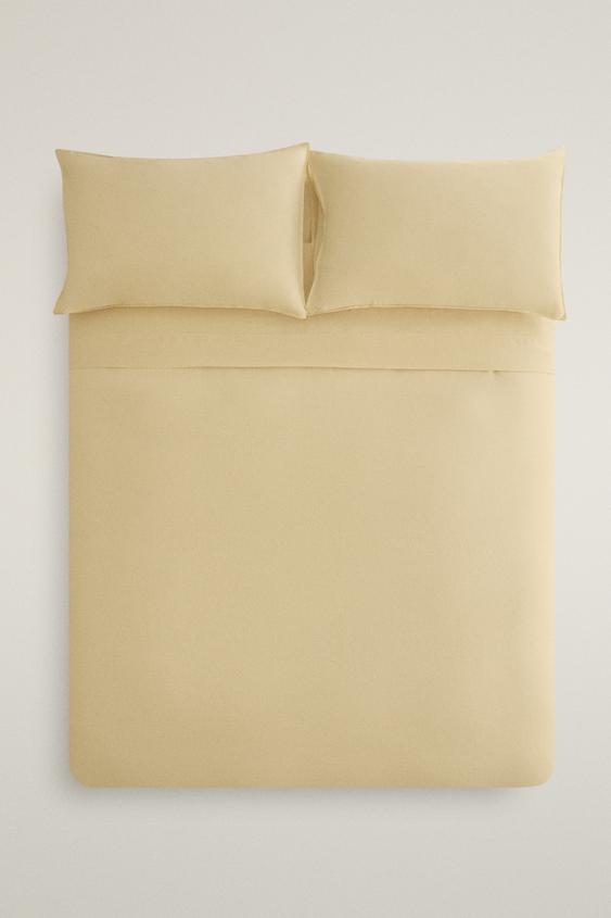 WASHED LINEN DUVET COVER (140 GSM) - Yellow by Zara - Image 0