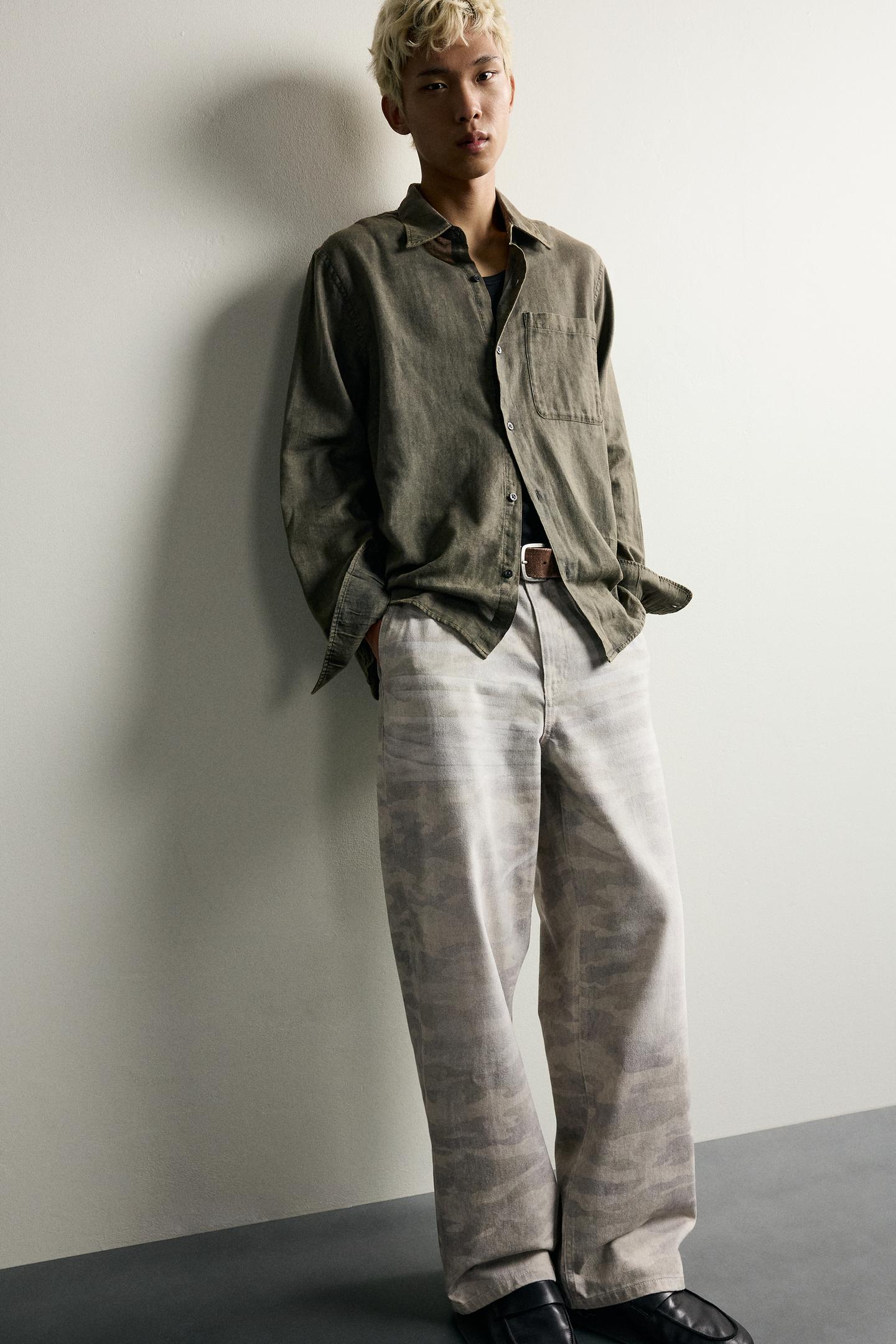 Мужские брюки Zara Abstract Print Relaxed Fit, цвет: Серо-бежевый — фото 6