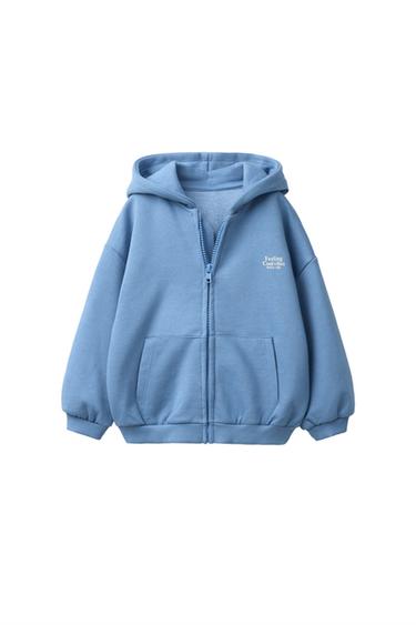 FELPA CERNIERA SCRITTA - Blu chiaro di Zara