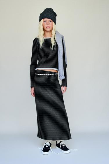 DOUBLE TEXTURE STRIPED T-SHIRT - striped by Zara