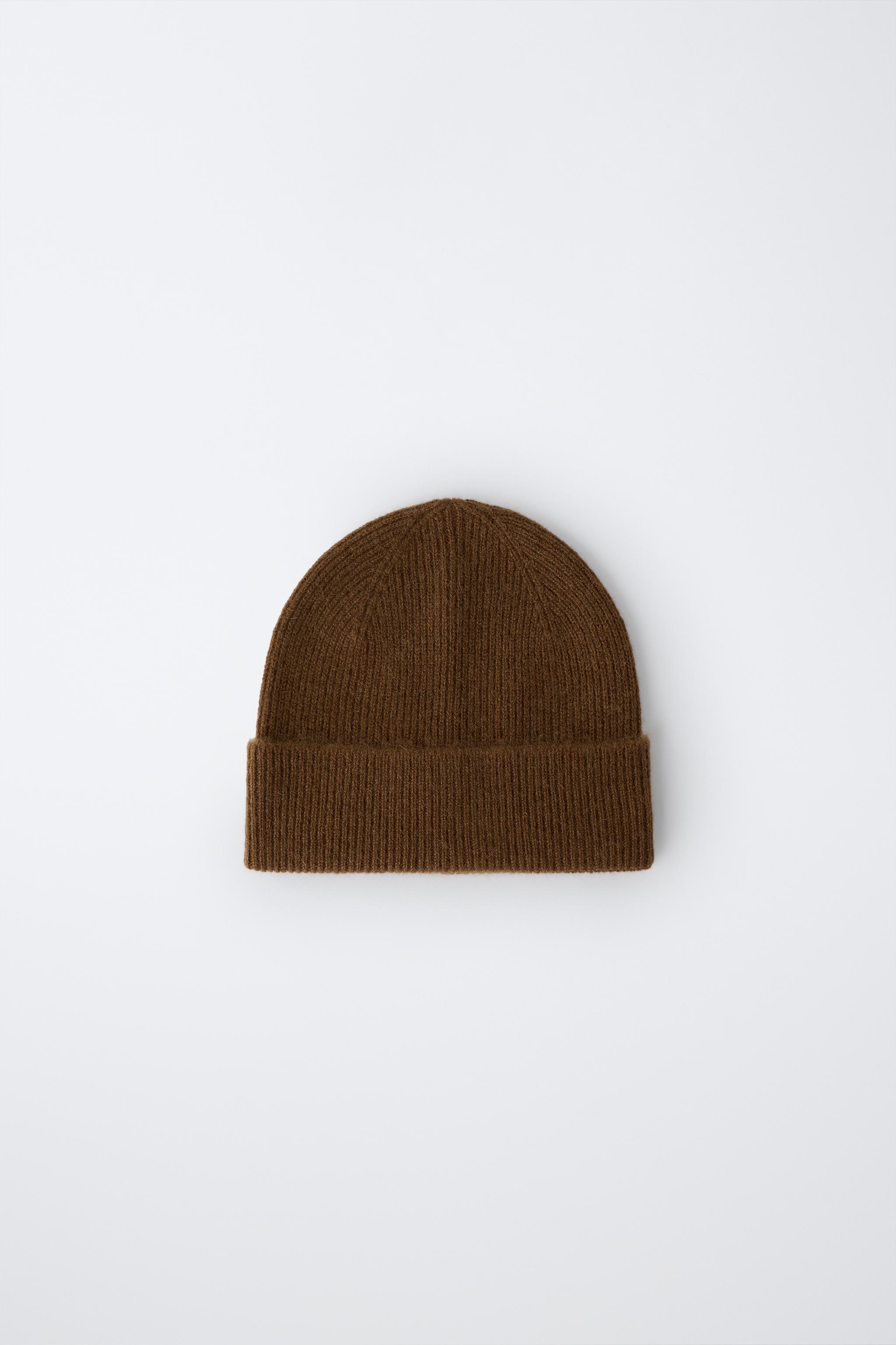 100% CASHMERE BEANIE — Brown