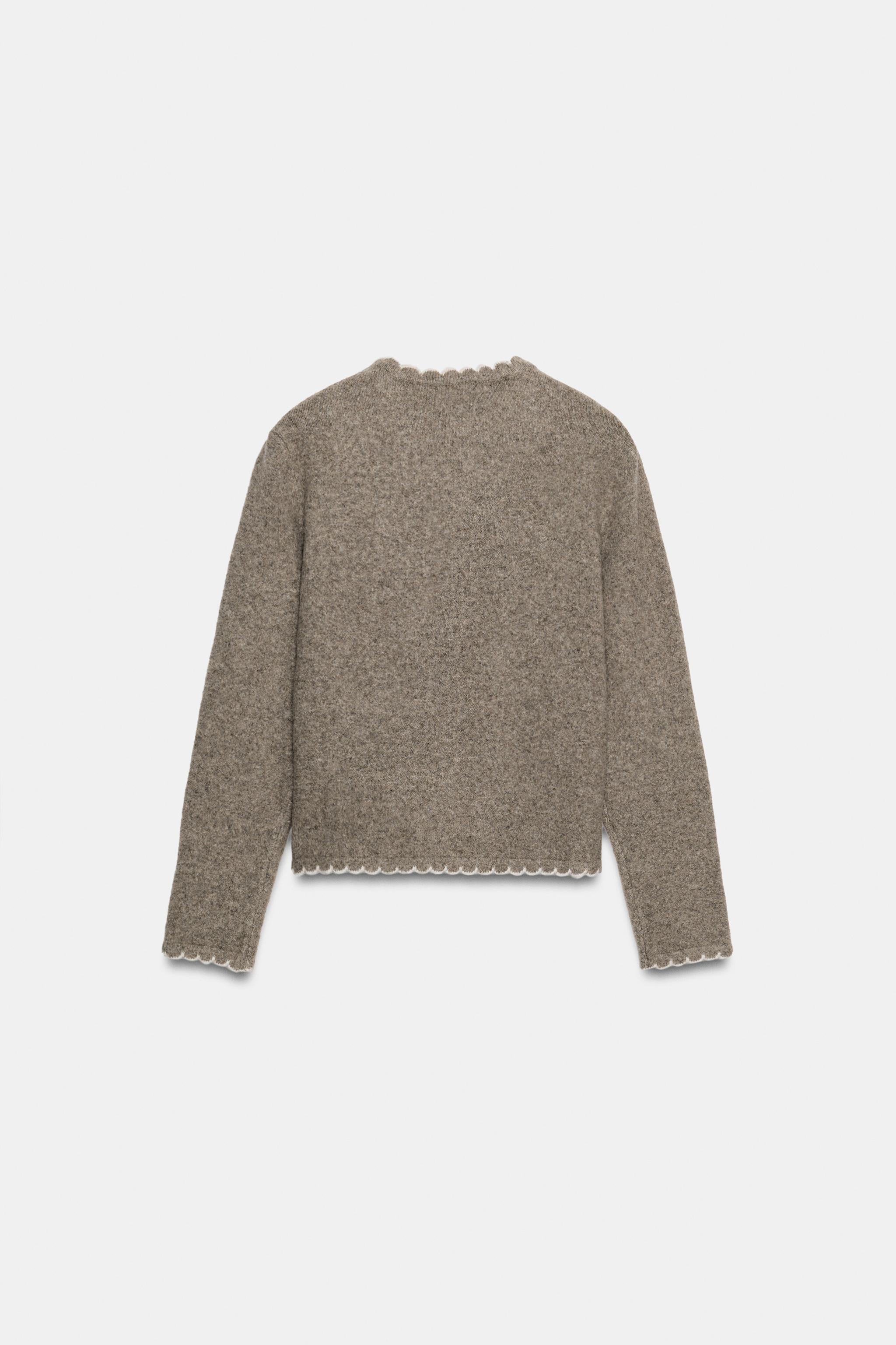 Zara KONTRAST BİYELİ TRİKO HIRKA görsel 7