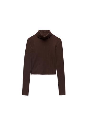 CROPPED RIBBED T-SHIRT